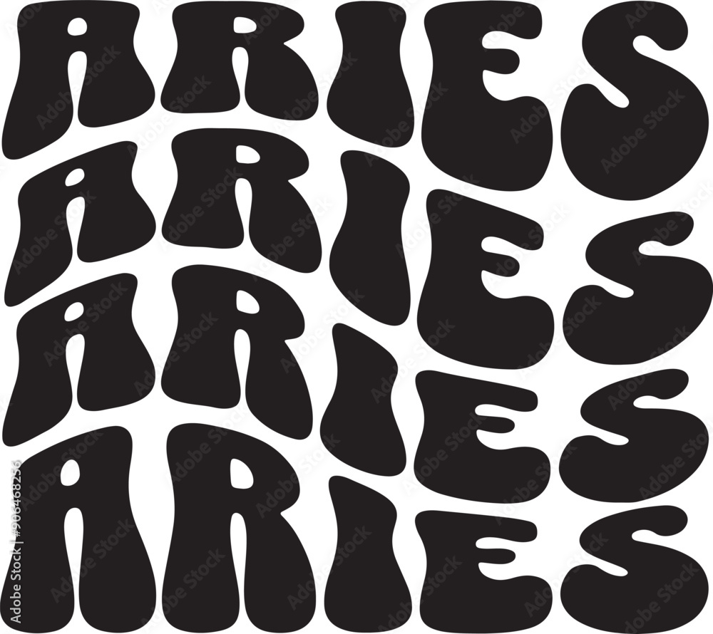 Aries Wavy Text Vector