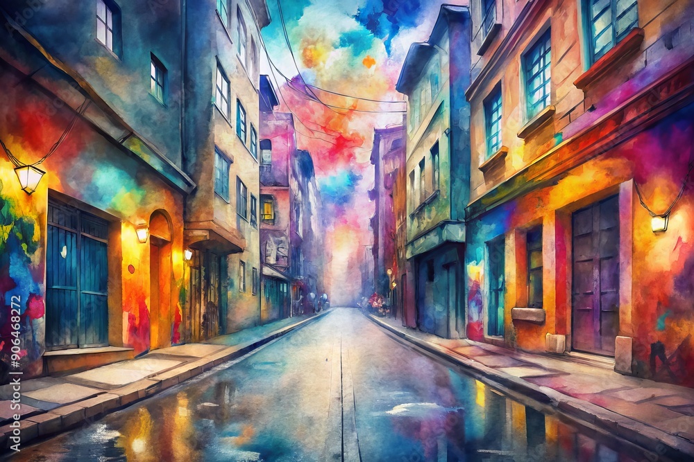 Vibrant street art and graffiti transform a gritty urban alleyway into a kaleidoscope of colors, reflecting the dynamic and rebellious spirit of the city's underbelly. Vibrant street art and graffiti transform a gritty urban alleyway into a kaleidoscope of colors, reflecting the dynamic and rebellious spirit of the city's underbelly.