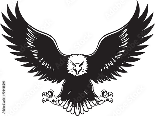 American Eagle Flying Silhouette Vector Stylized