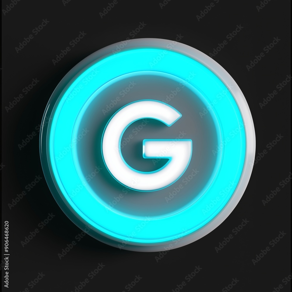 Futuristic Neon Letter G with Bright Blue Glow Futuristic Neon Letter G with Bright Blue Glow
