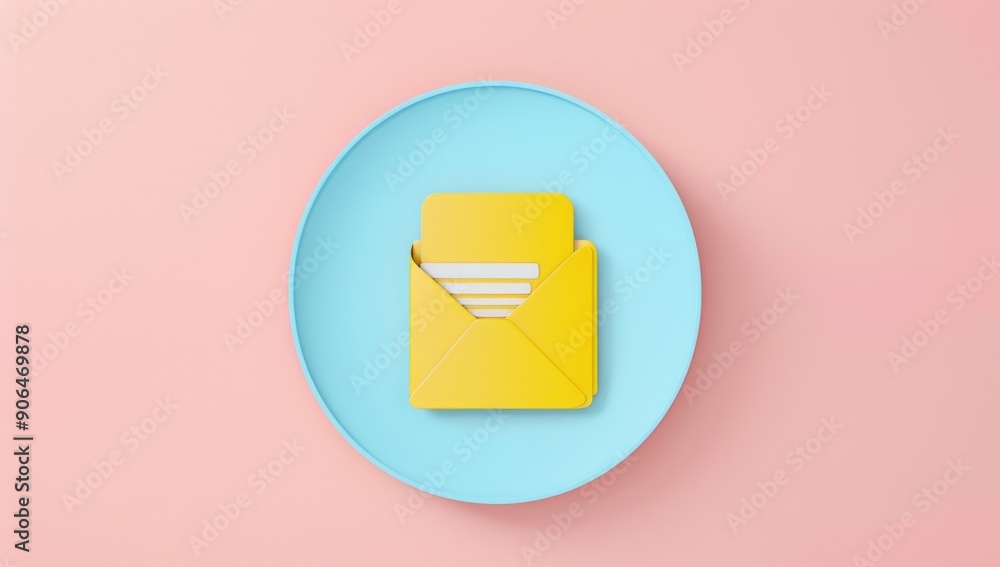 Yellow Envelope on Blue Plate Yellow Envelope on Blue Plate