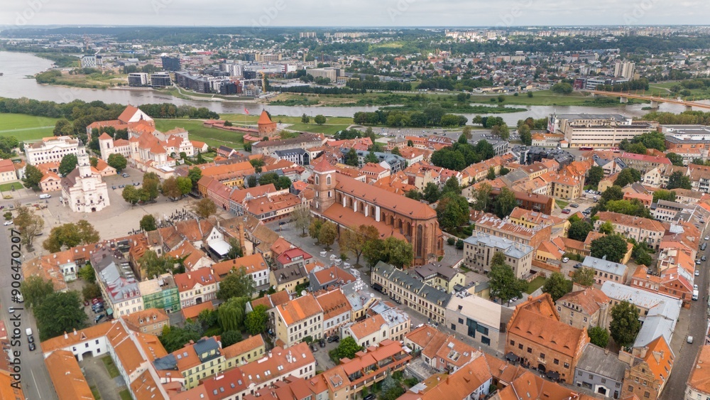 Aerial view of Kaunas Cathedral Basilica in Kaunas Old Town, Lithuania Aerial view of Kaunas Cathedral Basilica in Kaunas Old Town, Lithuania