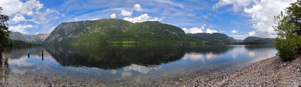Naklejka premium Bohinj lake in bright spring day, Slovenia