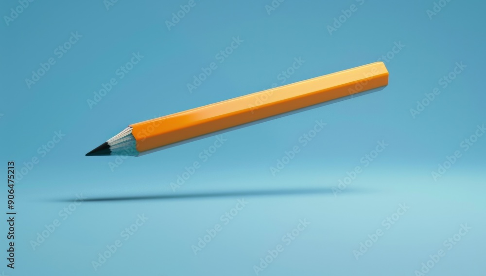 Floating Pencil on Blue Background Floating Pencil on Blue Background