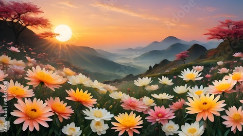 view of flowers greeting the morning sun