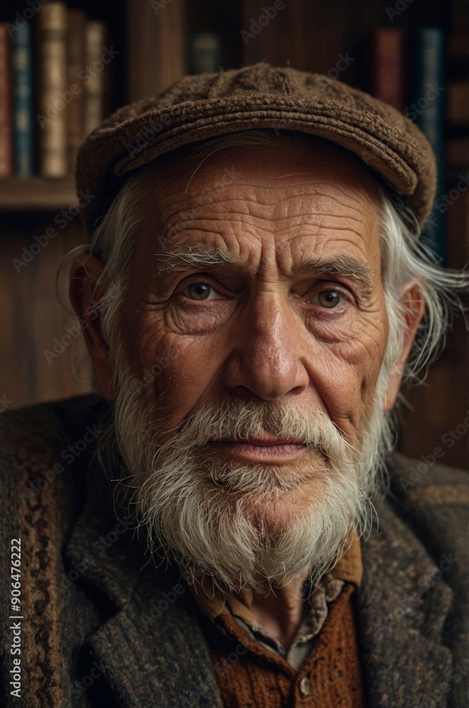 Portrait of an elderly man with deep wrinkles Portrait of an elderly man with deep wrinkles