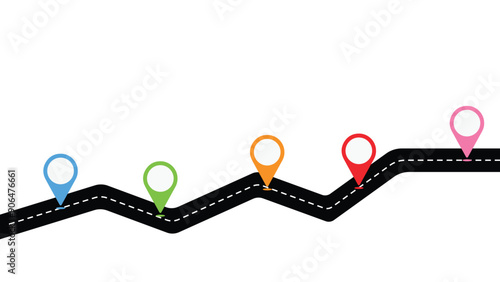 Graphic design of plan roadmap for goal pin point for project presentation background