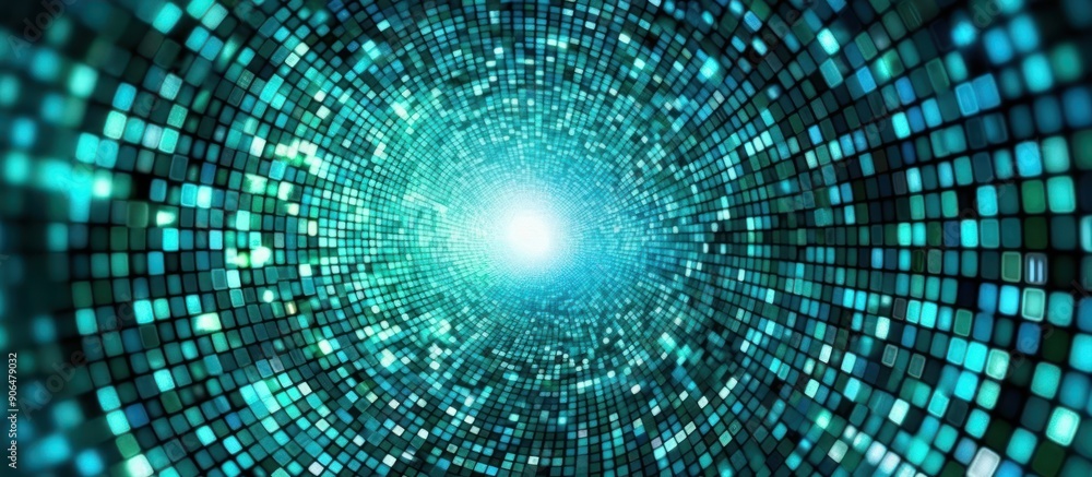 Abstract Light Tunnel with Blue and Green Squares Abstract Light Tunnel with Blue and Green Squares
