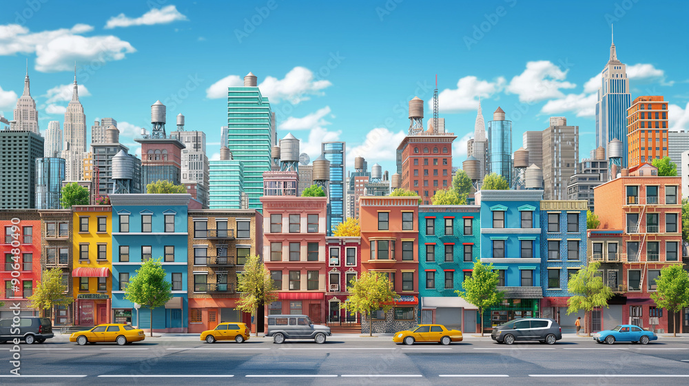 Fototapeta premium 3D cartoon cityscape