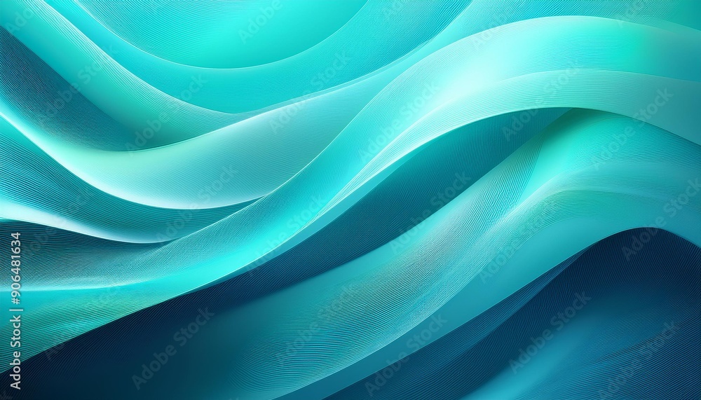 Fototapeta premium Turquoise abstract background with soft lines