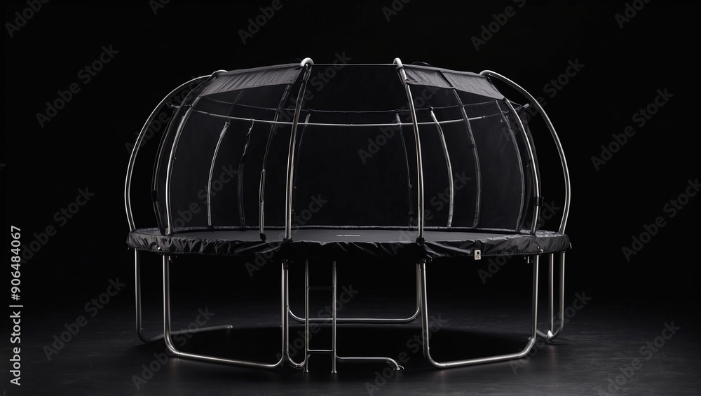 Modern circular trampoline with safety mesh enclosure Modern circular trampoline with safety mesh enclosure