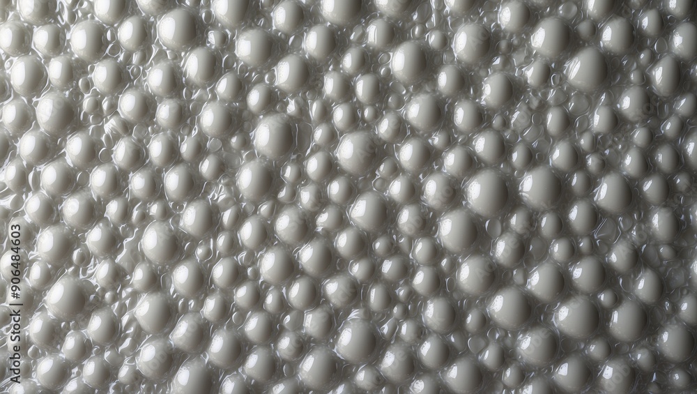 Close-up of white foam bubbles densely packed together. Close-up of white foam bubbles densely packed together.