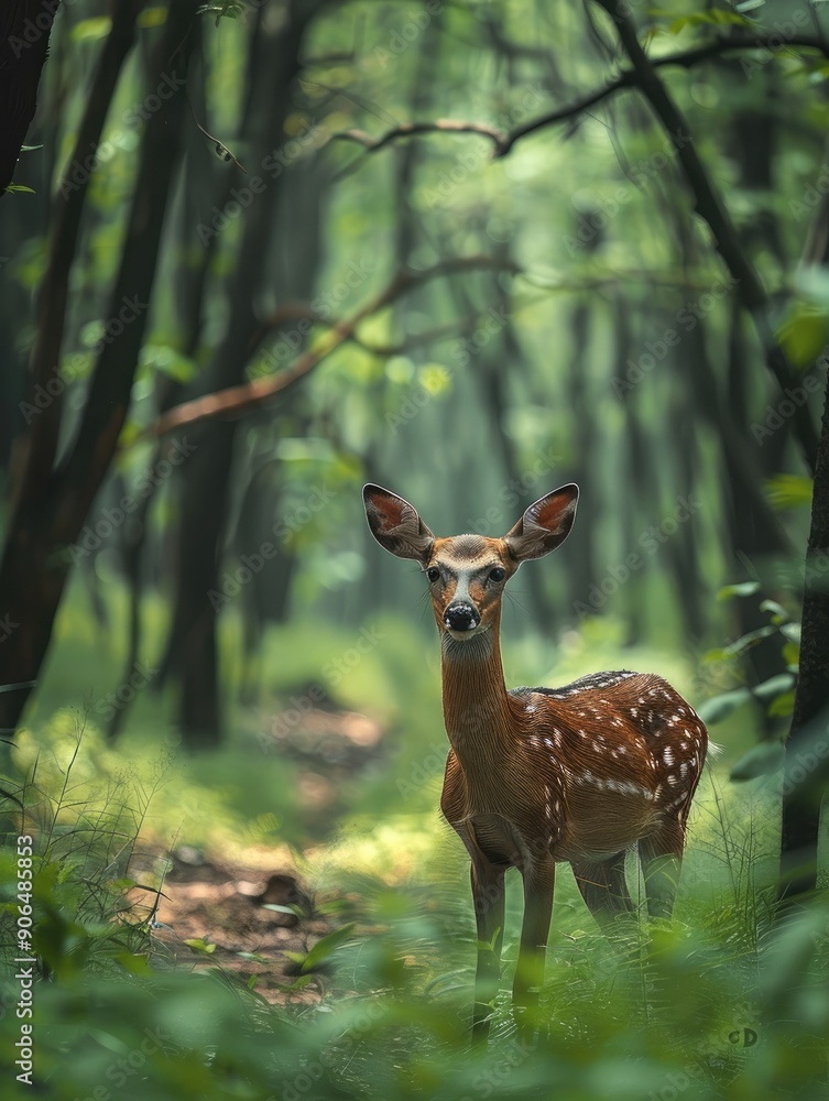 Forests with diverse wildlife, Deer. Generative AI. Forests with diverse wildlife, Deer. Generative AI.