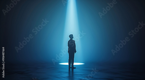Man standing alone in spotlight on dark stage © Edifi 4