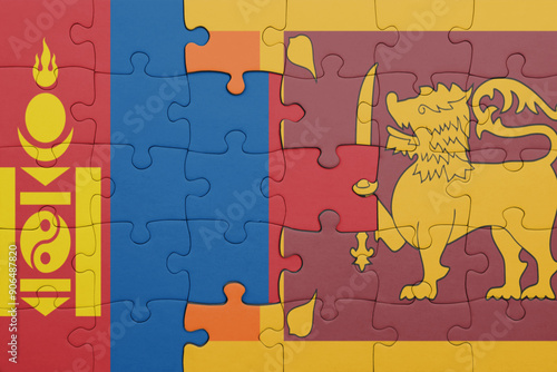 puzzle with the colourful national flag of mongolia and flag of sri lanka . photo