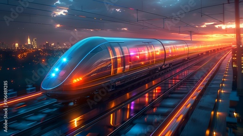 Train Moving Along the Tracks