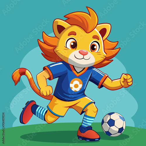 lion sport football soccer vector illustration maskot