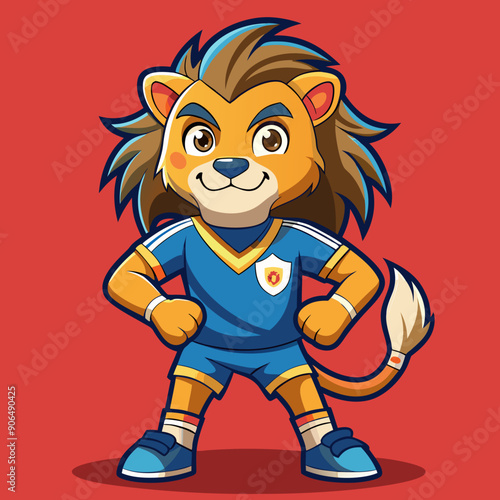 lion sport football soccer vector illustration maskot