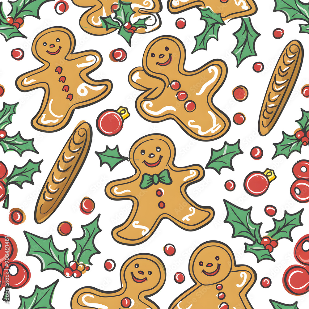 Naklejka premium New Year and Christmas 2d cartoon or graphic advertising background, Seamless pattern
