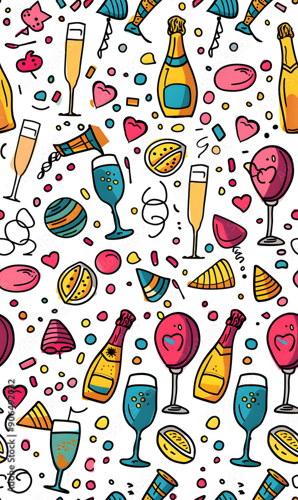 New Year and Christmas 2d cartoon or graphic advertising background, Seamless pattern New Year and Christmas 2d cartoon or graphic advertising background, Seamless pattern