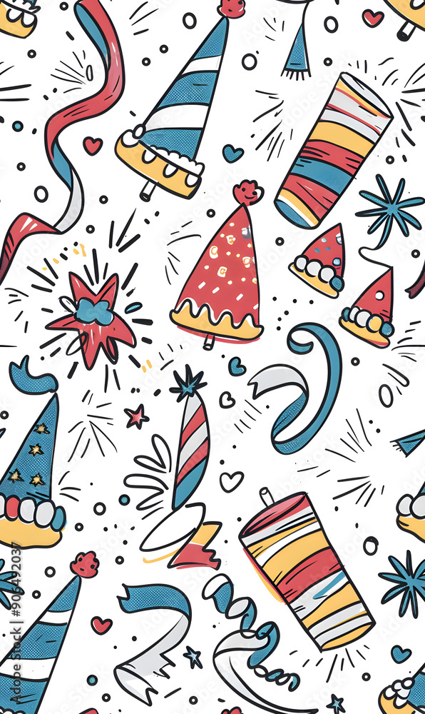 Obraz premium New Year and Christmas 2d cartoon or graphic advertising background, Seamless pattern