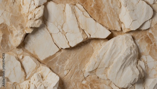 Close-up texture of beige and white marble stone surface. photo