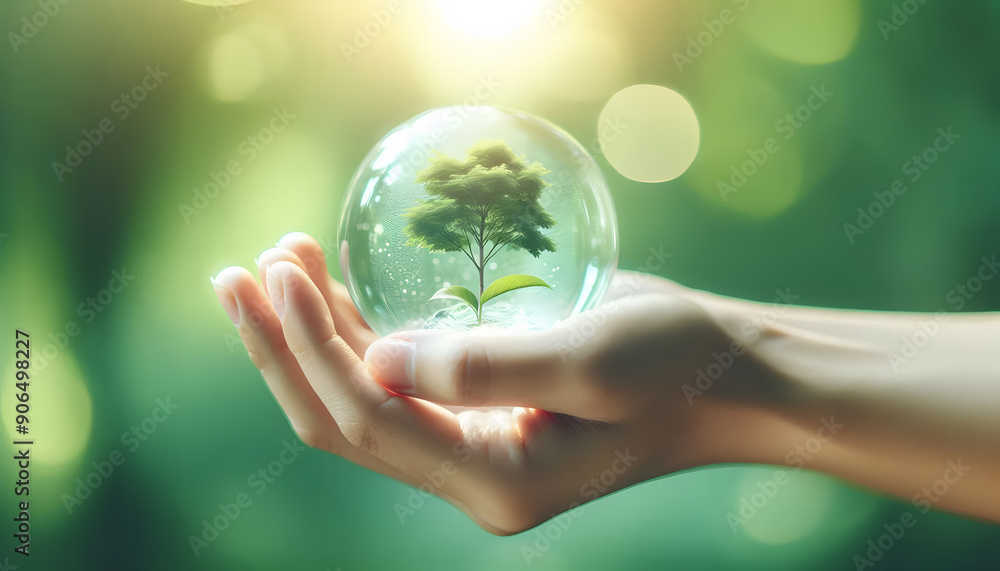Symbol of environmental care and the delicate balance of nature Symbol of environmental care and the delicate balance of nature