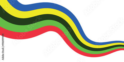 Abstract wavy stripes of Olympic games colors isolated on transparent background. Vector illustration eps10