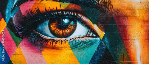 High-definition photo of a vibrant street art mural in an urban alleyway, bold and contrasting colors, intricate details, dynamic composition, modern city art