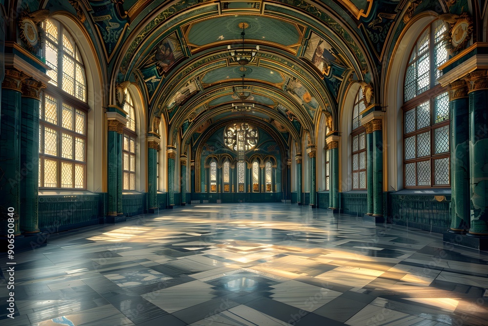 Obraz premium Majestic Interior of an Ornate Hall with Stunning Architectural Details