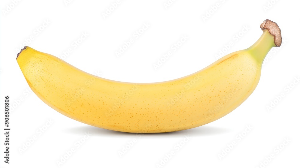 Fresh banana with a slightly curved shape isolated on white background, full depth of field Fresh banana with a slightly curved shape isolated on white background, full depth of field