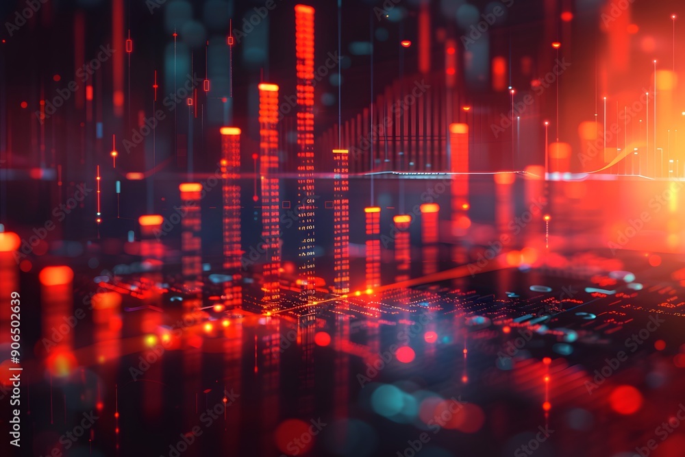 Obraz premium Abstract Digital Data Visualization with Red and Blue Elements