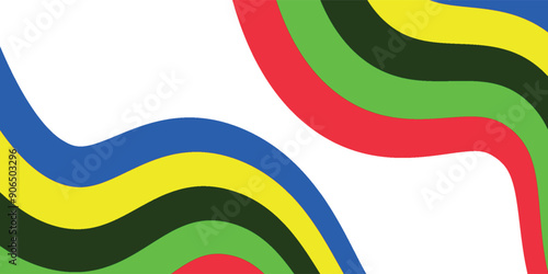 Abstract wavy stripes of Olympic games colors isolated on transparent background. Vector illustration eps10