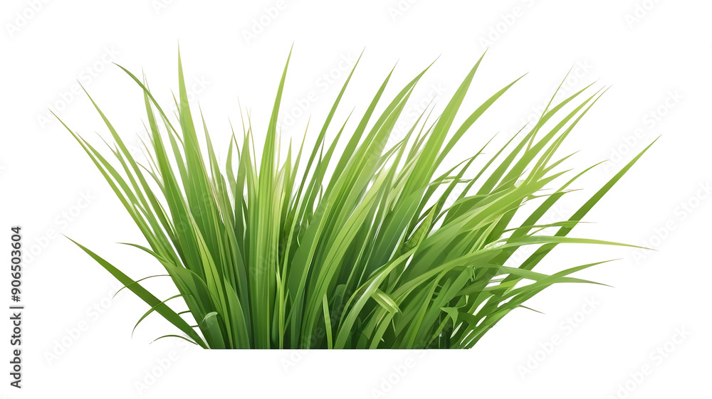 Fototapeta premium Transparent background, clump of green grass summer plants.