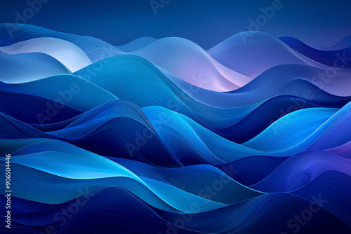 Wallpaper Mural Blue Gradient Waves: A Smooth and Glowing Abstract Background Torontodigital.ca