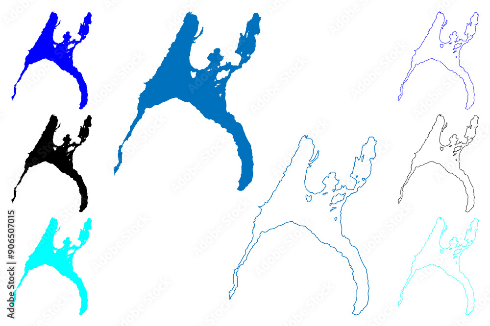 Lake Tyrifjorden (Kingdom of Norway) map vector illustration, scribble sketch Tyri, Nordfjorden, Steinsfjorden and Holsfjorden map Lake Tyrifjorden (Kingdom of Norway) map vector illustration, scribble sketch Tyri, Nordfjorden, Steinsfjorden and Holsfjorden map