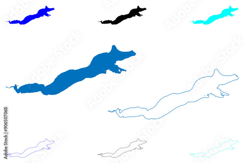 Lake Hornindalsvatnet (Kingdom of Norway) map vector illustration, scribble sketch map photo