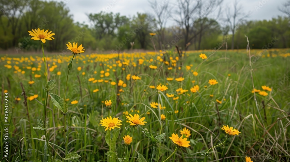 Yellow flowers Zizia aurea flourish in an Illinois meadow Yellow flowers Zizia aurea flourish in an Illinois meadow