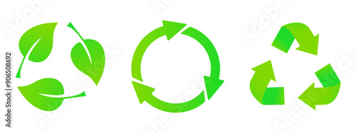 Reduce, reuse, recycle. Green circular arrows, triangle, leaves, clean environment, pollution, save the planet, ecology, nature, zero waste, eco, biodegradable materials, organic, microplastics