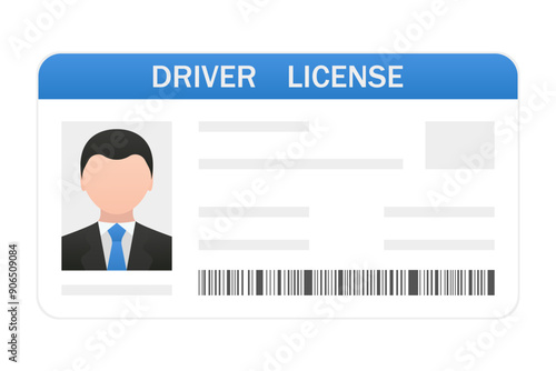Driver license. Identification, ID card, identity verification, category, photo, personal data, barcode, document, right to drive a motor vehicle, info, plastic. Vector illustration