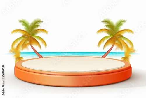 Podium with tropical palm trees.