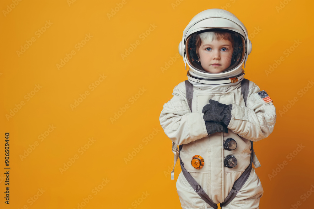 Little child wearing astronaut helmet Little child wearing astronaut helmet