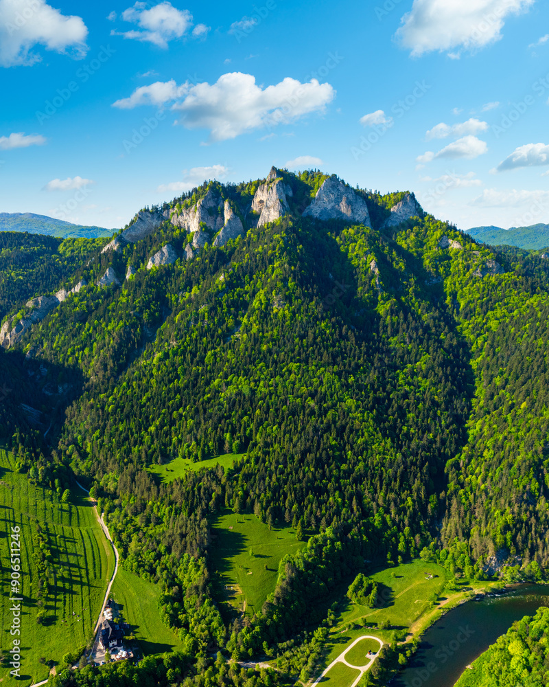 Summer view of the Three Crowns in the Pieniny National Park at the foot of the Tatra Mountains. Poland