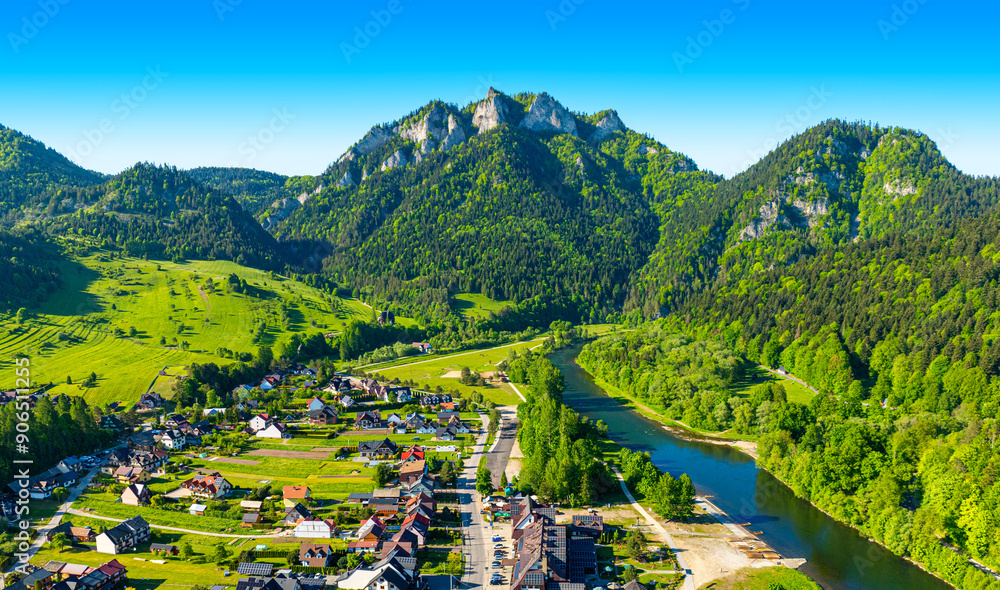 Summer view of the Three Crowns in the Pieniny National Park at the foot of the Tatra Mountains. Poland