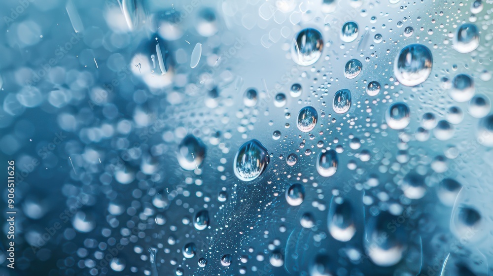 A close-up of water droplets on a glass surface A close-up of water droplets on a glass surface