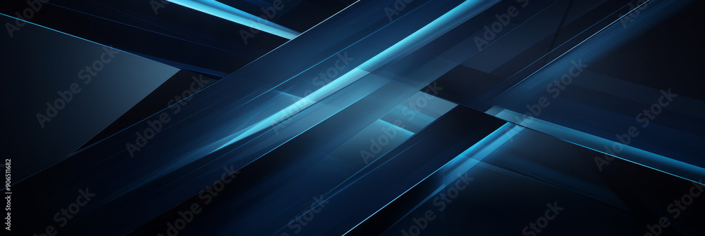 Minimalist abstract design featuring black lines and geometric forms on a dark blue gradient, with reflective metal strips creating sharp, light-defined edges. Minimalist abstract design featuring black lines and geometric forms on a dark blue gradient, with reflective metal strips creating sharp, light-defined edges.