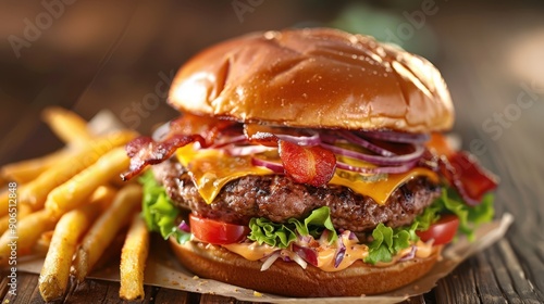 The Bacon Cheeseburger with Fries photo