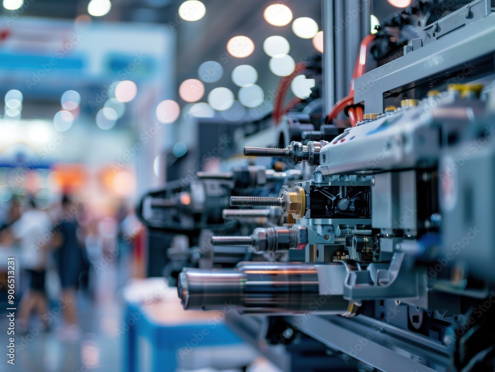Close-up of industrial machinery in a modern manufacturing factory with blurred lights and background, showcasing advanced technology. Close-up of industrial machinery in a modern manufacturing factory with blurred lights and background, showcasing advanced technology.