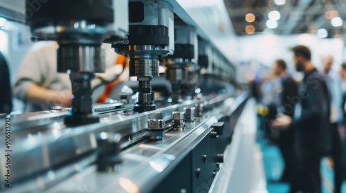 Wallpaper Mural Close-up of industrial machinery in a factory setting with blurred background of workers. Concept of technology, engineering, and manufacturing. Torontodigital.ca