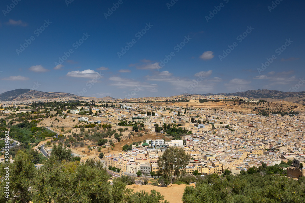 Beautiful panoramic view of Fes.Fes, Fez-Meknès, Morocco Beautiful panoramic view of Fes.Fes, Fez-Meknès, Morocco